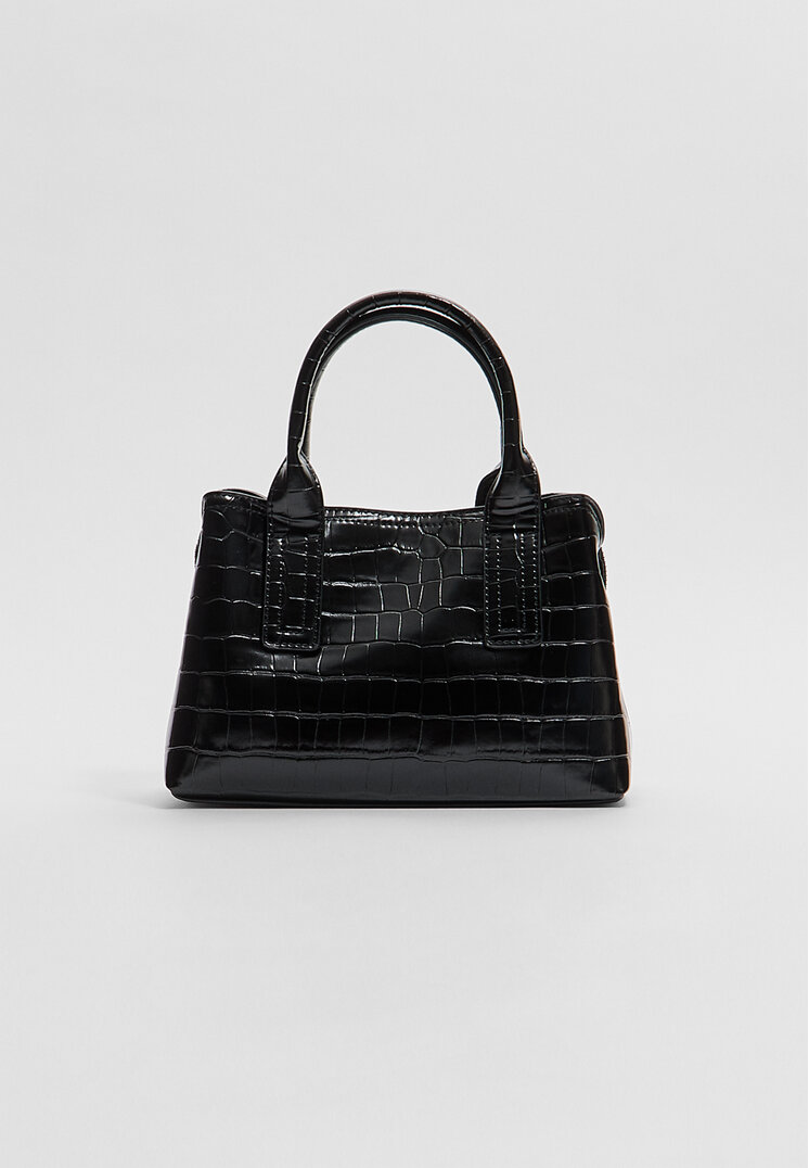 Stradivarius Geantă Shopper Rigidă Compartimente Negru Os