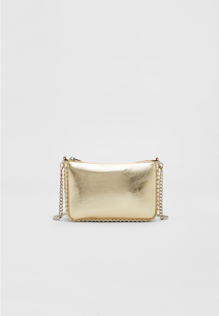 

Stradivarius Mini-Tasche mit Perlenbesatz Goldfarben OS