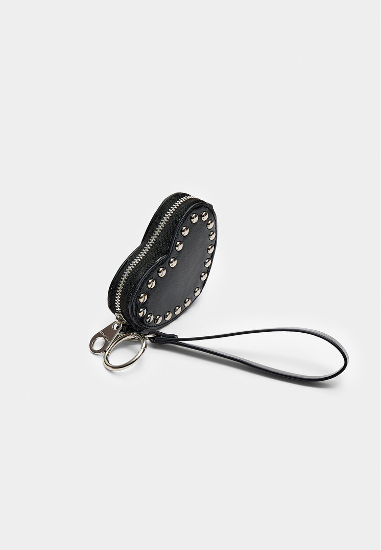 Stradivarius Studded heart purse  Black OS
