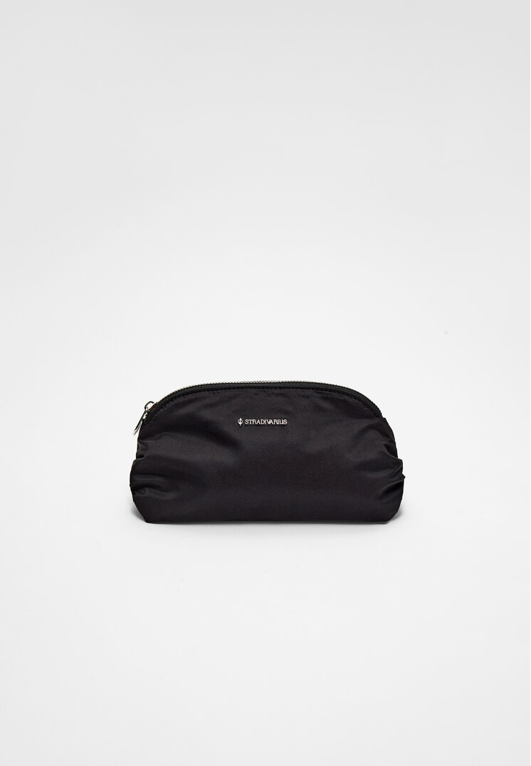 Stradivarius Geantă Cosmetice Din Material Textil Cu Fermoar Negru Os