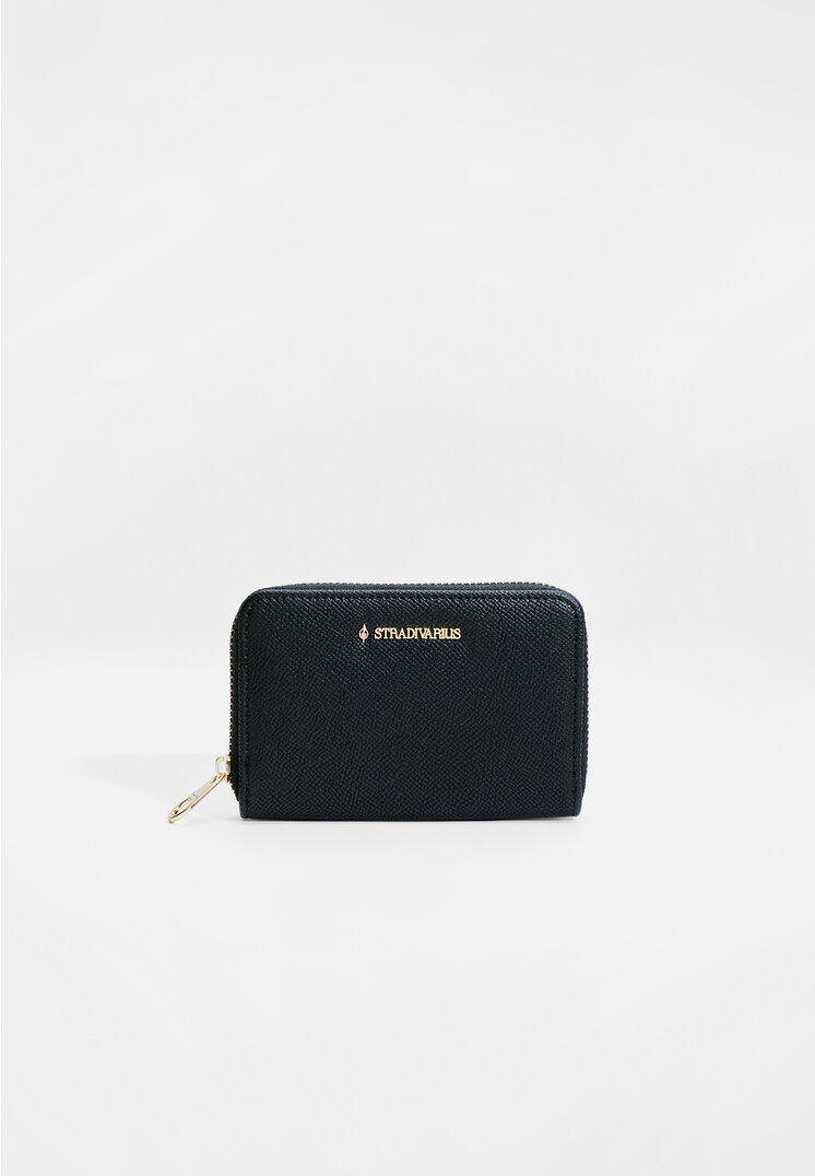 Stradivarius Portmoneu Dreptunghiular Saffiano Negru Os