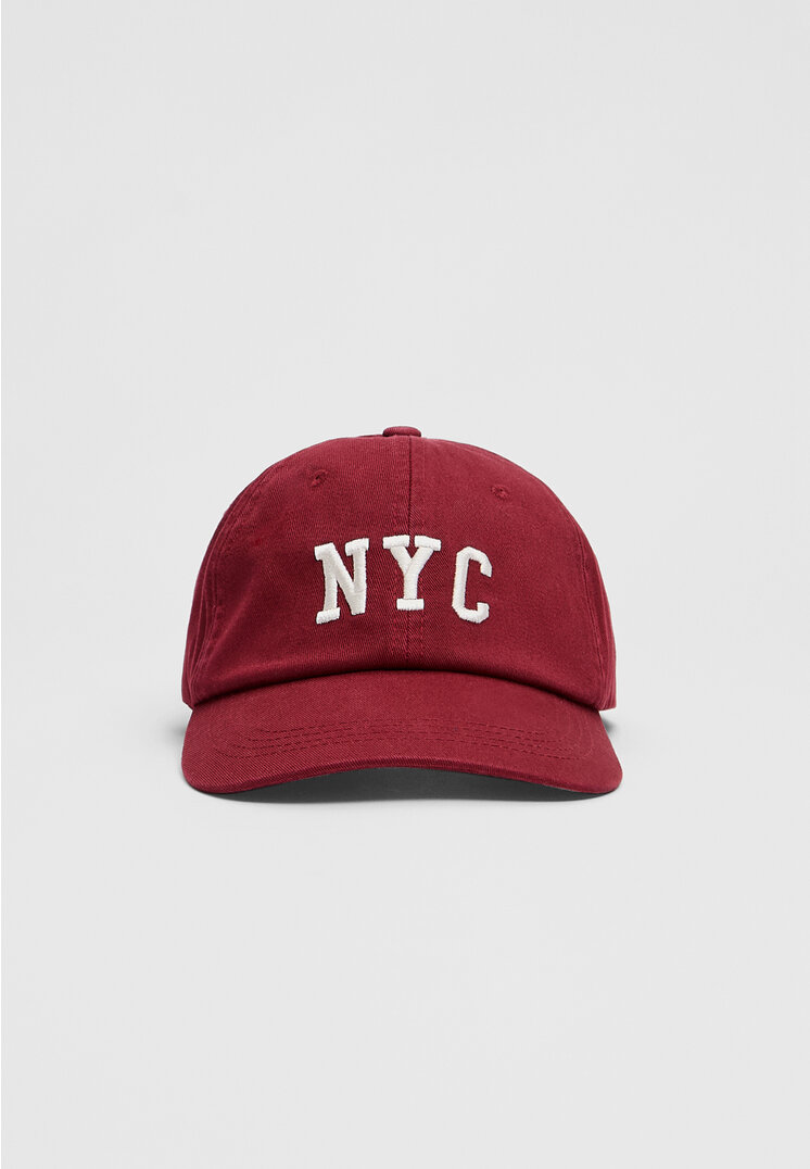 Stradivarius Șapcă Cu Broderie Nyc Grena Os