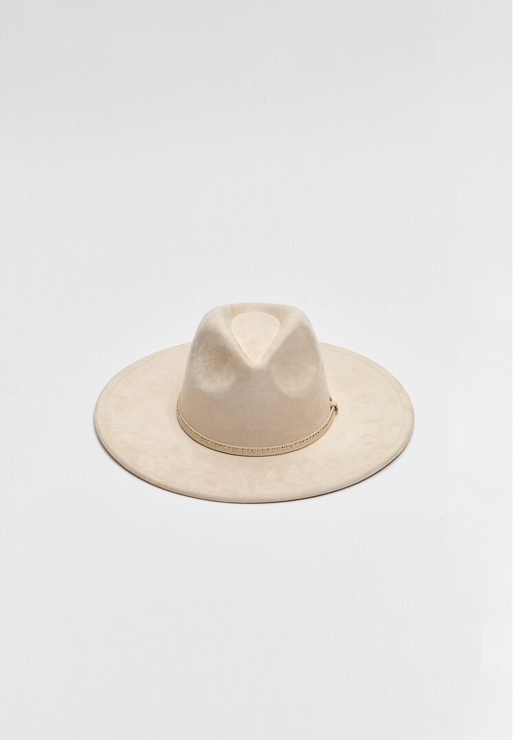 Stradivarius Pălărie Cowboy Cu Bandă Și Ținte Ecru Os