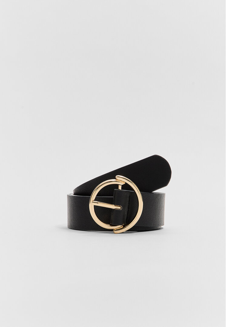 Stradivarius Curea Cu Cataramă Cerc Negru 90