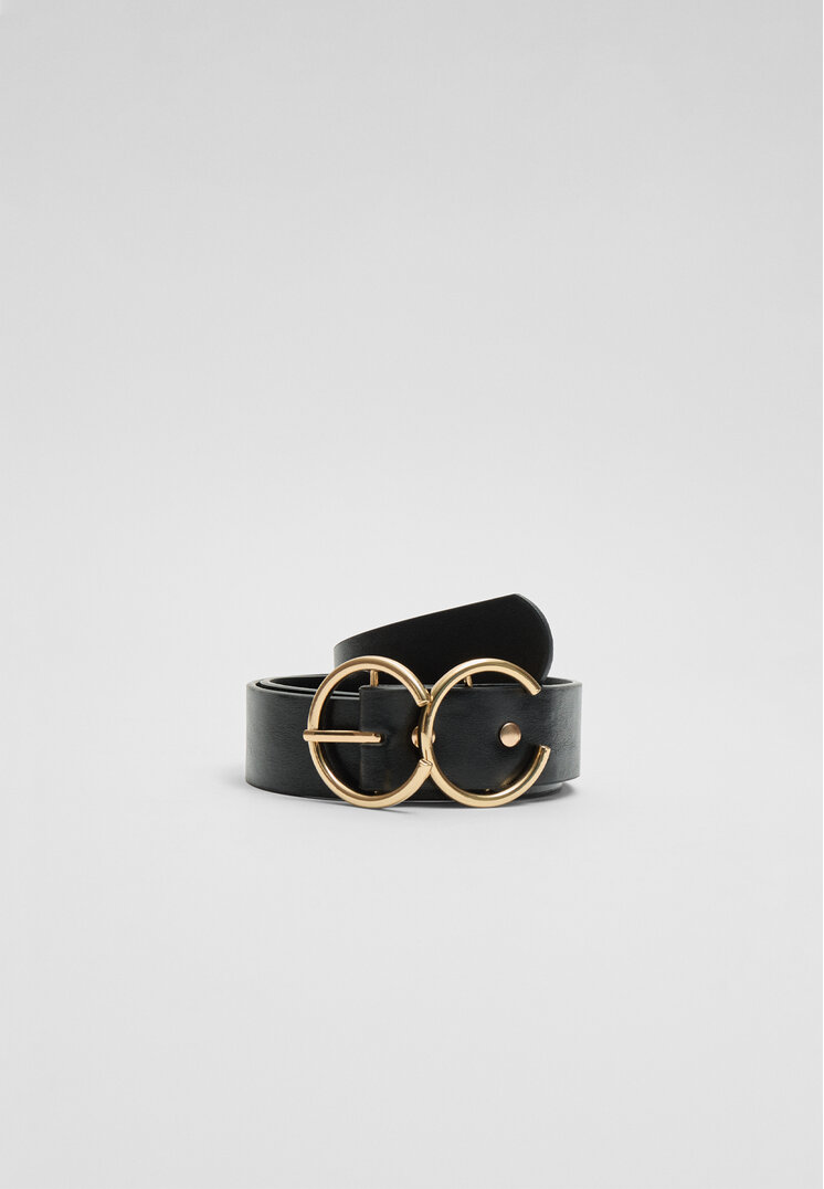 Stradivarius Curea Inel Dublu Negru 90