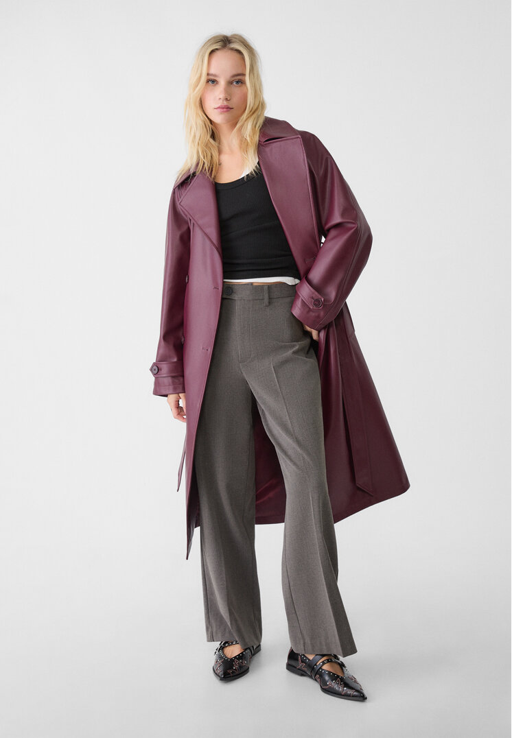 Stradivarius Pantaloni Eleganți Drepți Gri Închis 38