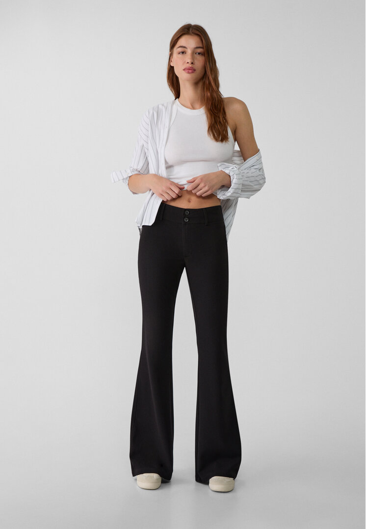 Stradivarius Pantaloni Evazați Eleganți Negru 32