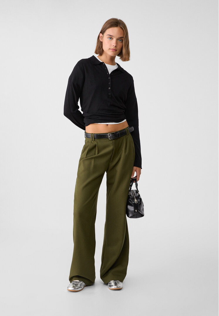 Stradivarius Pantaloni Largi Eleganți Cu Curea 38