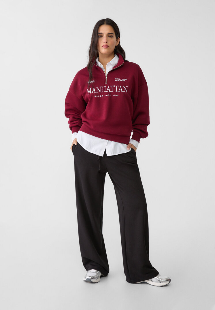 Stradivarius Pantaloni Jogger Largi Negru M