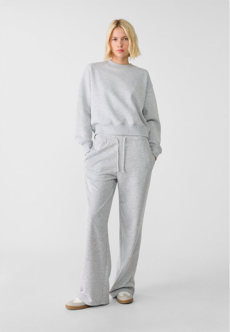 Stradivarius Pantaloni Jogger Largi Gris Amestec Xl