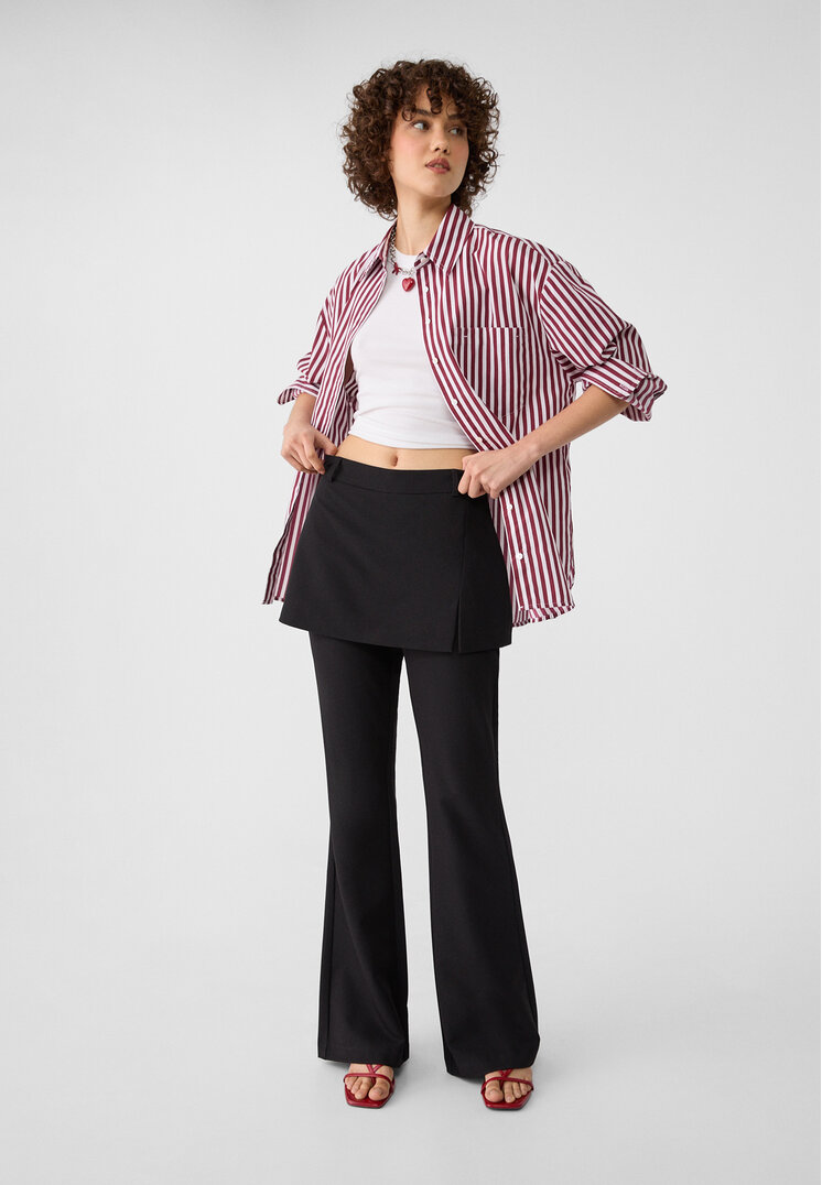 Stradivarius Fustă-Pantalon Evazată Negru 34
