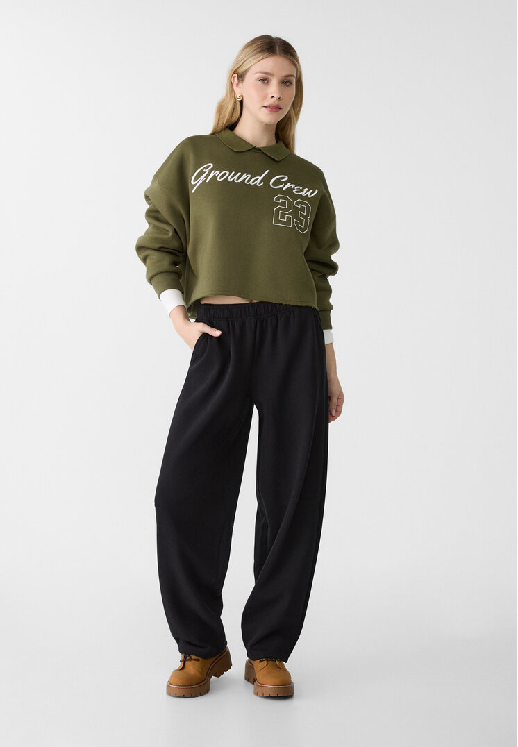 Stradivarius Pantaloni Stil Joggers Balloon Fit Negru L
