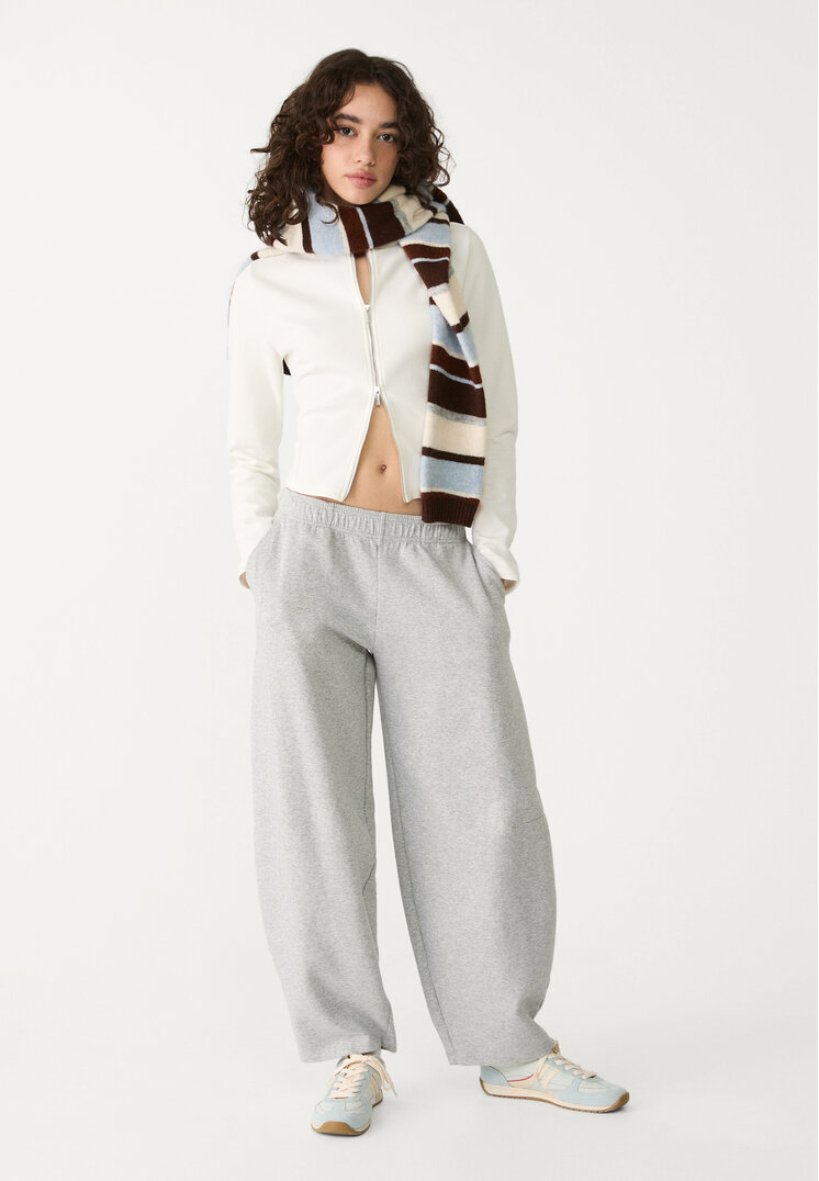 Stradivarius Pantaloni Stil Joggers Balloon Fit Gris Amestec Xl