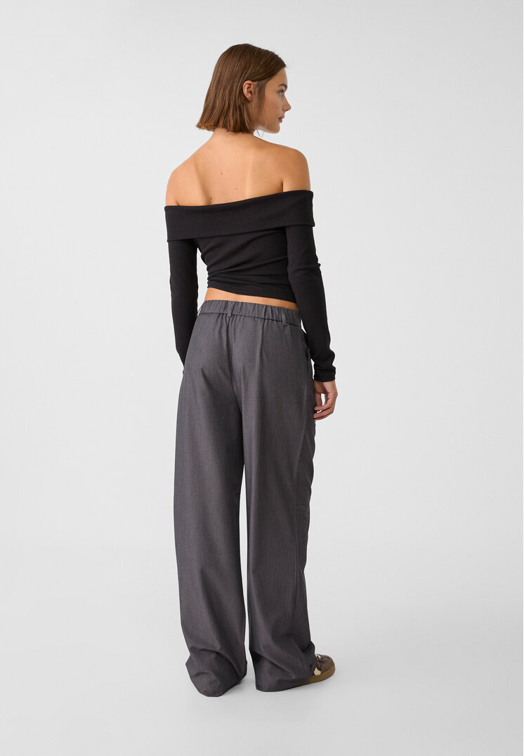 Stradivarius Smart straight-leg trousers  Grey melange 16