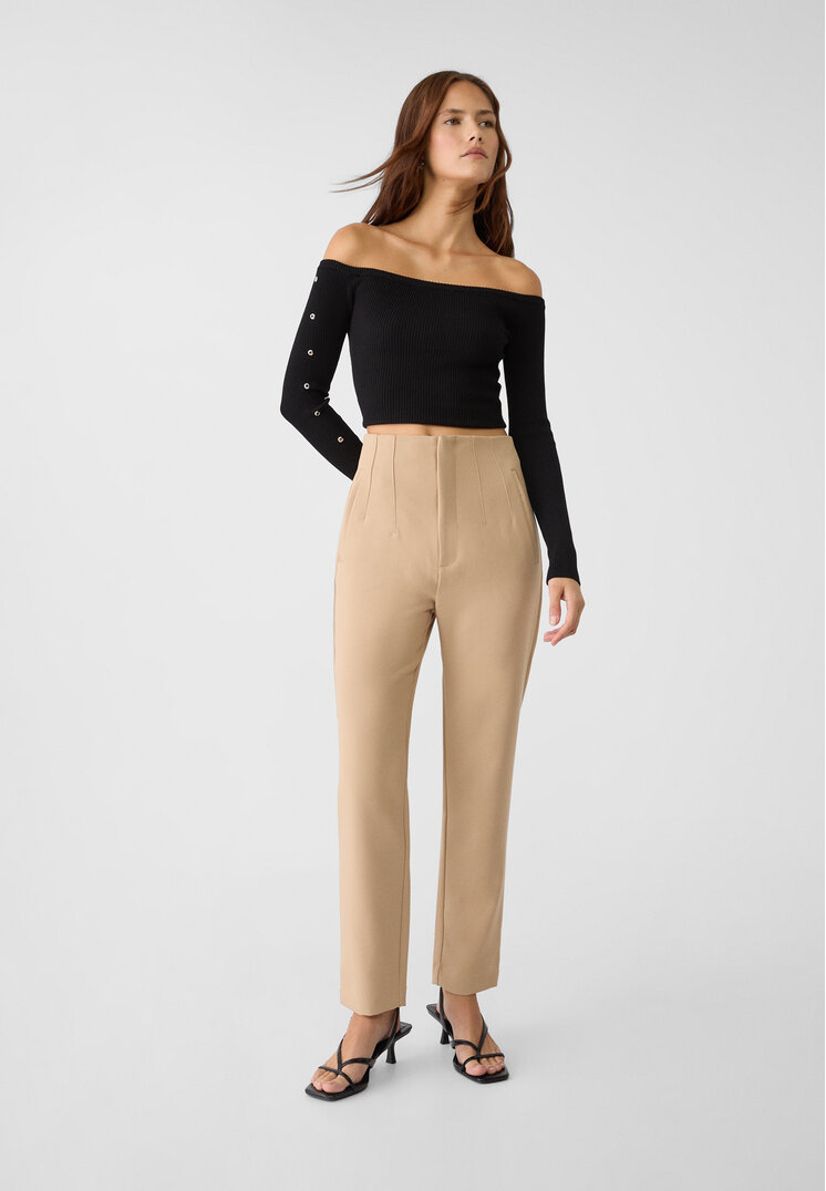 Stradivarius Pantaloni Eleganți Cu Pense Piatră 34