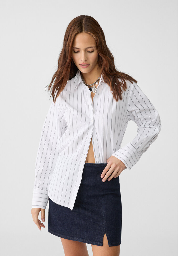 Stradivarius Fustă Mini Din Denim Cu Tăietură Denim Albastru 36