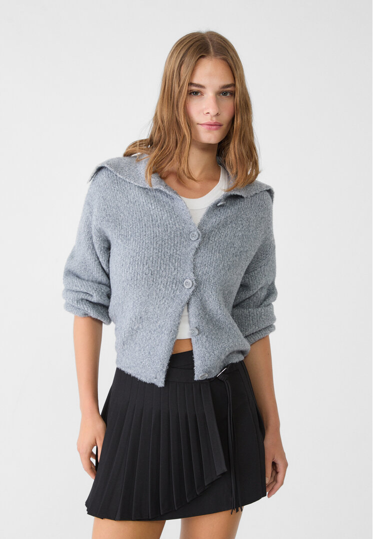 Stradivarius Fustă Mini Plisată Cu Fundă Negru M