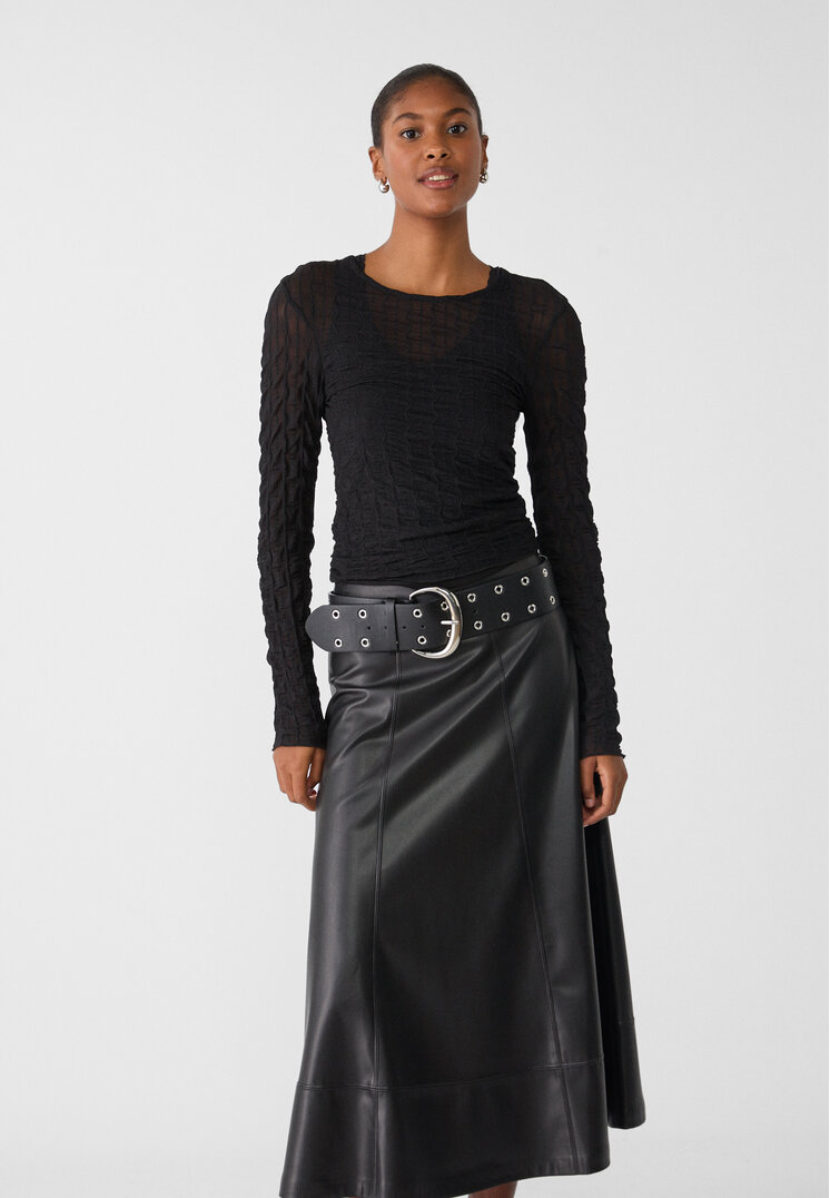 Stradivarius Gonna midi svasata in finta pelle M
