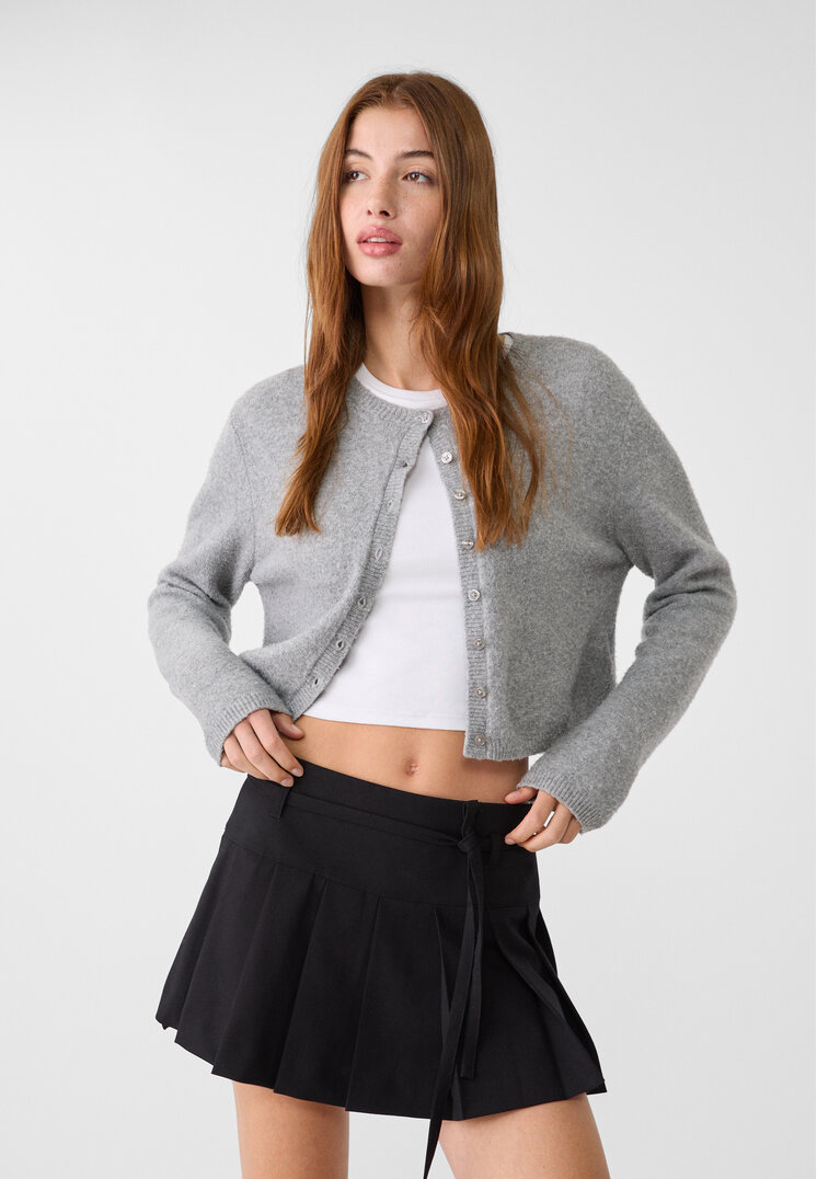 Stradivarius Fustă-Pantalon Cu Clini Și Curea Negru M