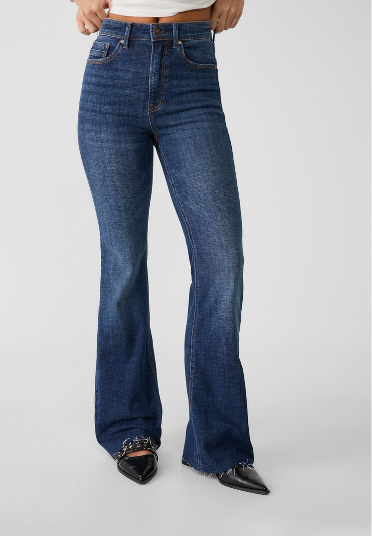 Stradivarius Slit fit flared jeans Denim Recommend