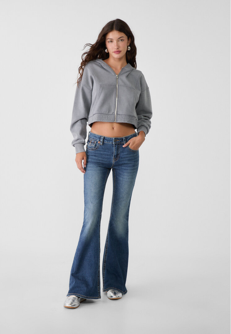 Stradivarius D04 Blugi Evazați Cu Talie Joasă Denim 38