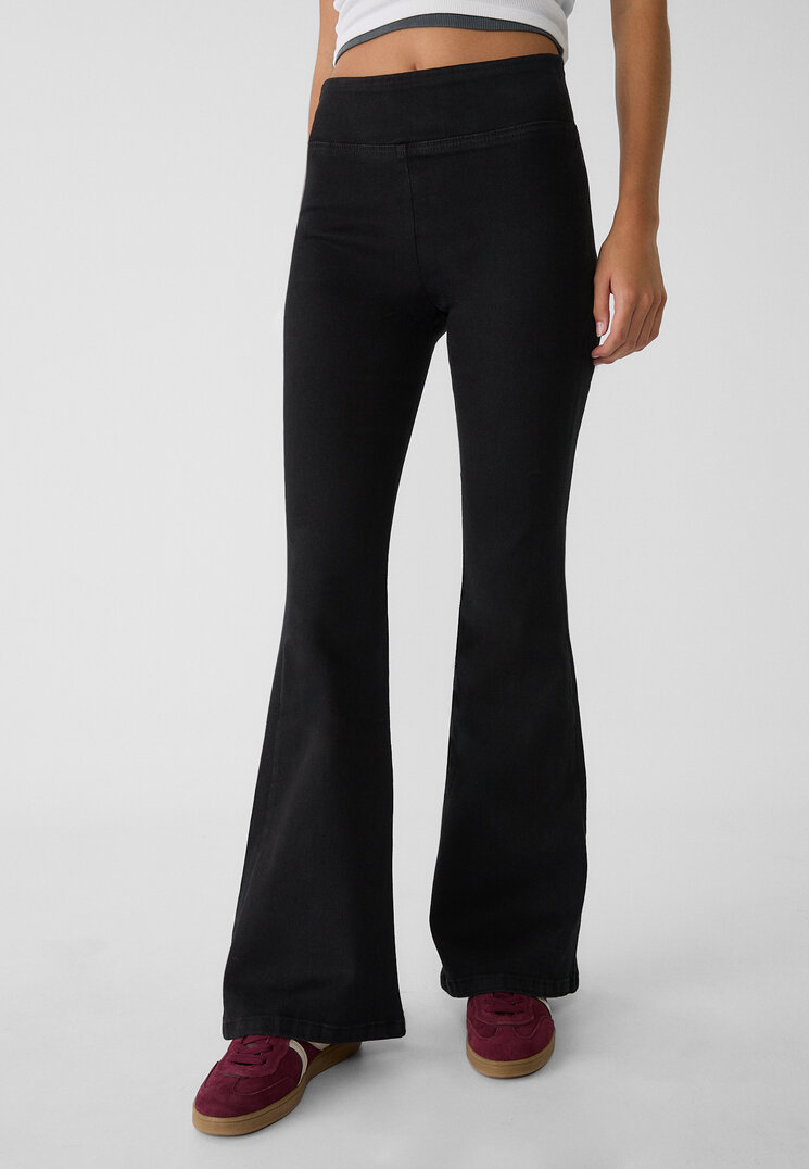Stradivarius D76 Flared denim leggings  Black denim M