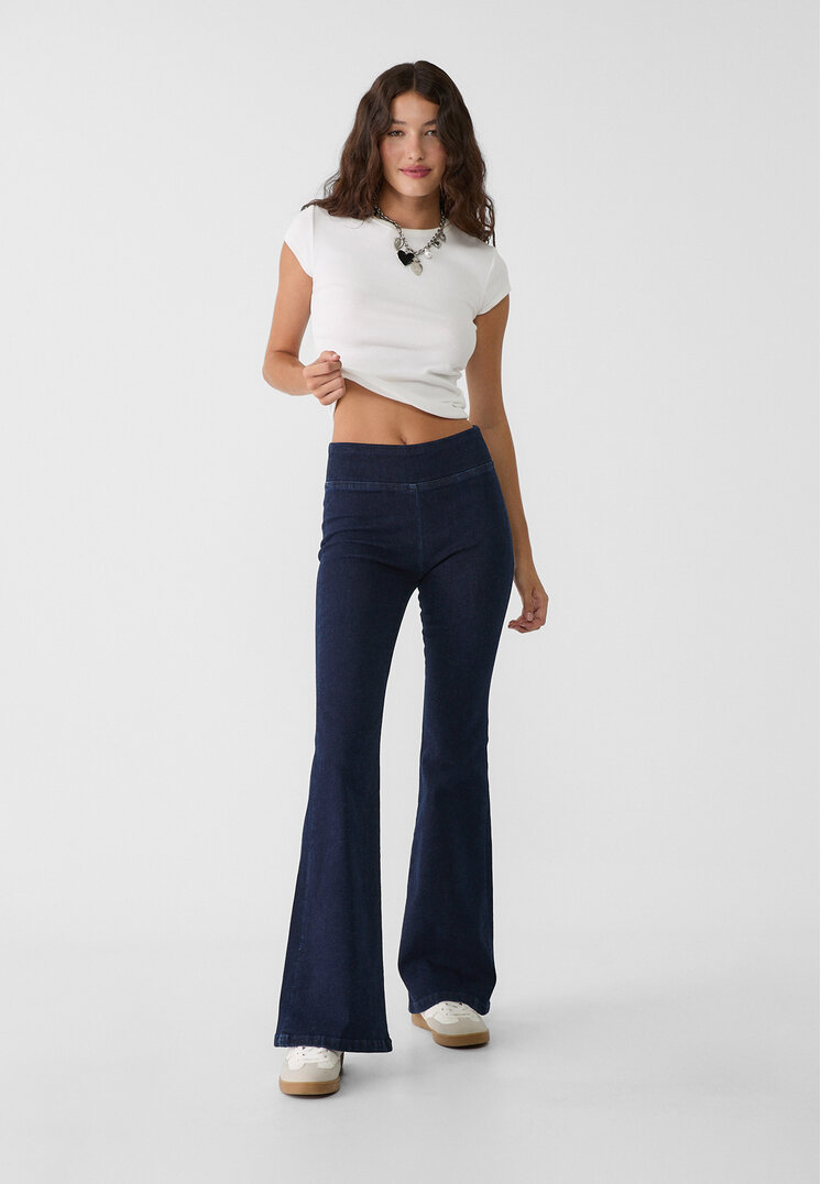 Stradivarius D76 Pantaloni Denim Leggings Evazați Denim Albastru S
