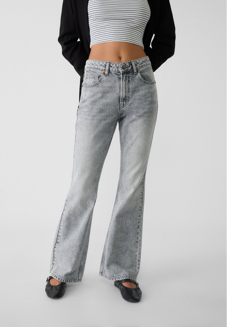 Stradivarius D72 Boot-cut jeans  Pearl Grey 14