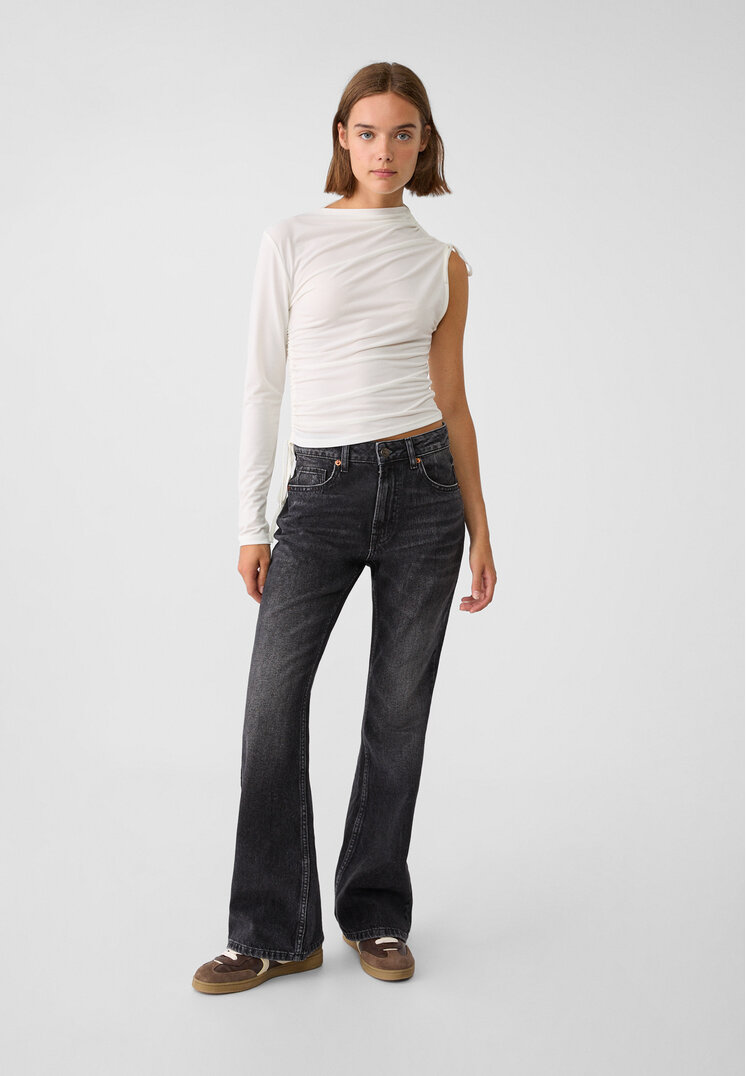 Stradivarius D72 Blugi Bootcut Fit Denim Negru 40