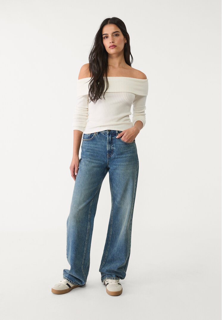 Stradivarius D92 Straight Wide Denim Vopsit 34