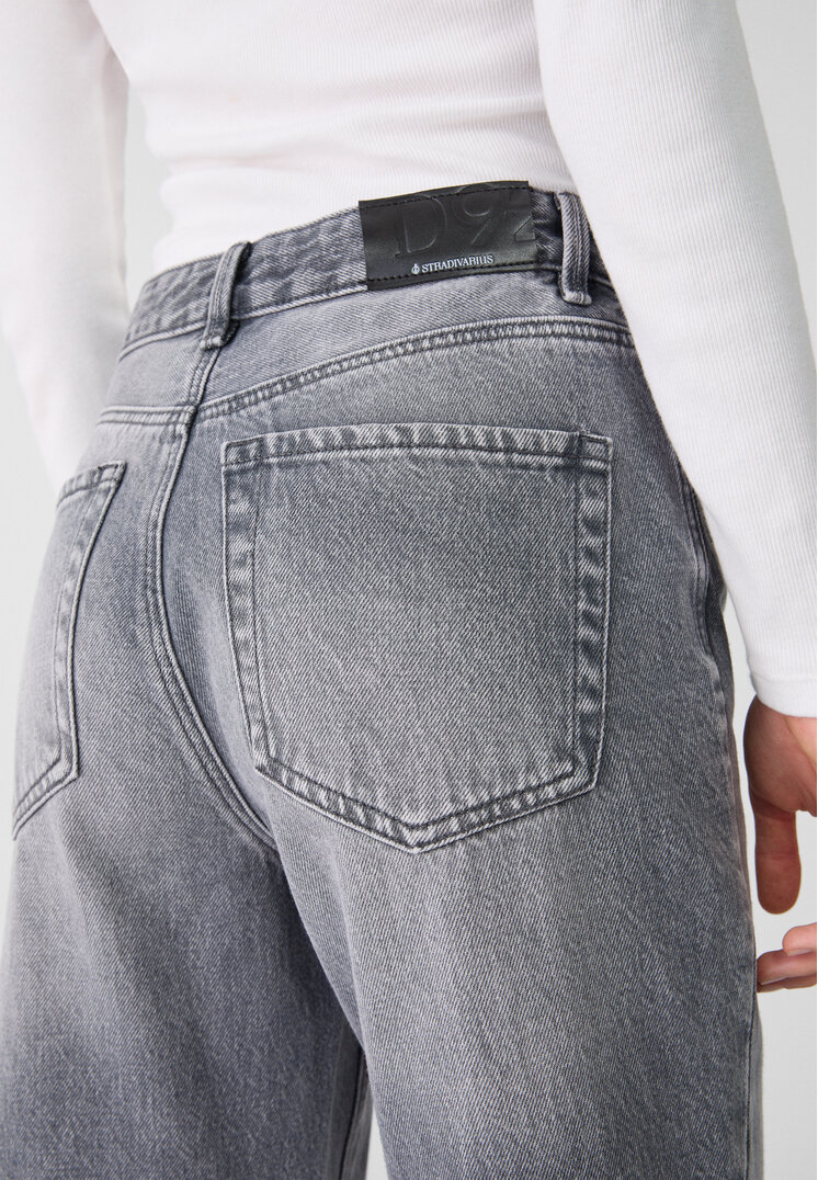 Stradivarius Jeans D92 straight wide  Denim nero 48