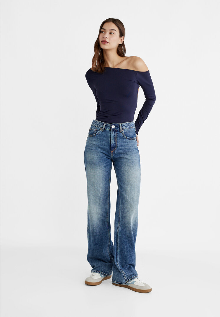 Stradivarius Blugi D92 Straight Fit Largi Denim 40