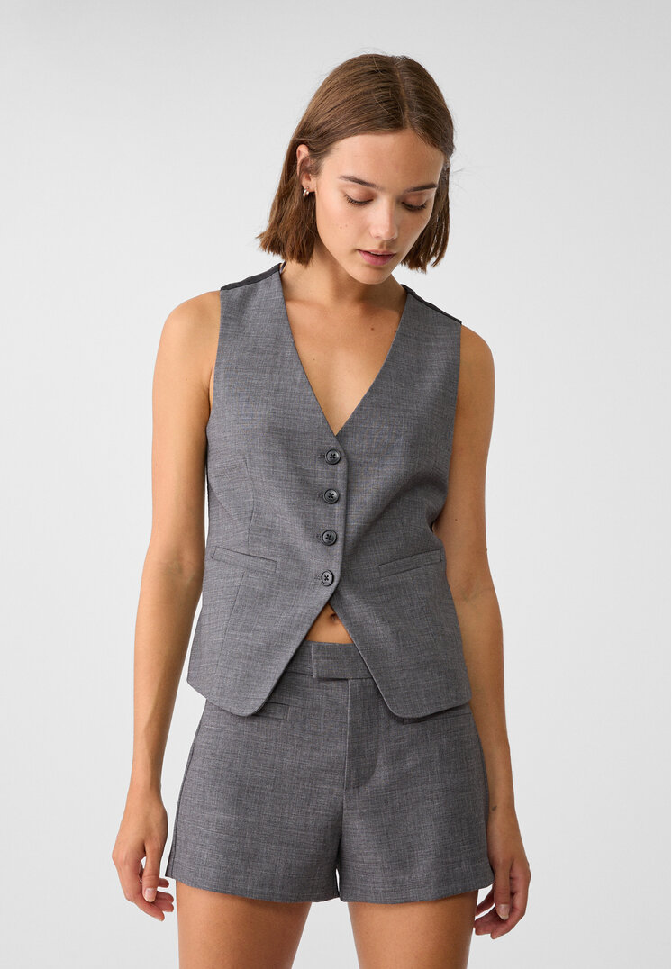Stradivarius Pantaloni Scurți Eleganți Gri Mediu 34