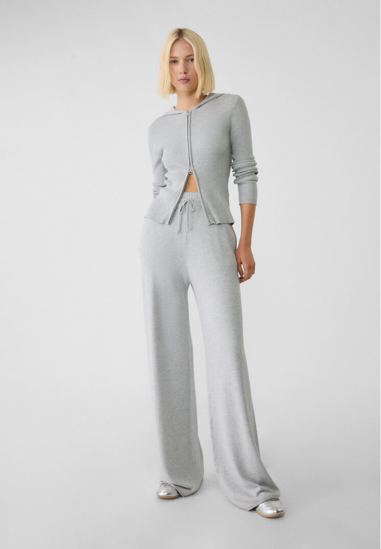 Stradivarius Pantaloni Din Tricot Relaxed Fit Gris Amestec Xl