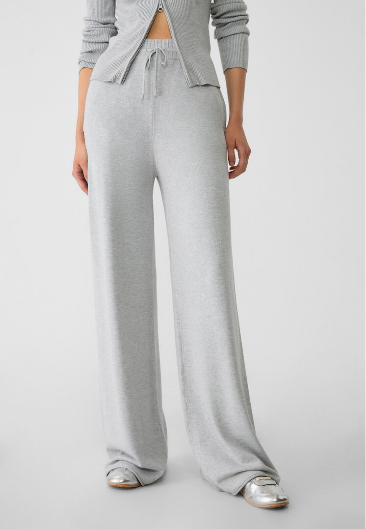 Stradivarius Relaxed fit knit trousers  Grey melange M