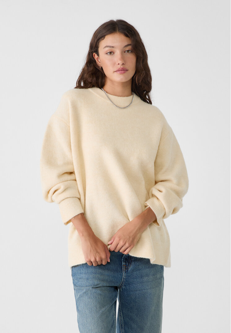 Stradivarius Pulover Din Tricot Soft Vanilie Xs