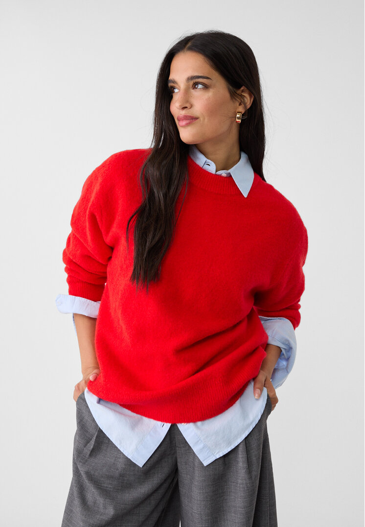 Stradivarius Pulover Din Tricot Soft Roșu Xs