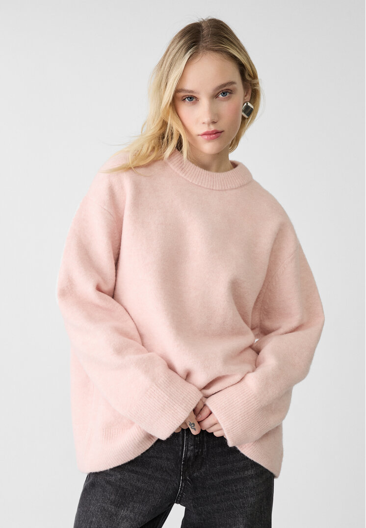 Stradivarius Pulover Din Tricot Soft Roz Pastel S