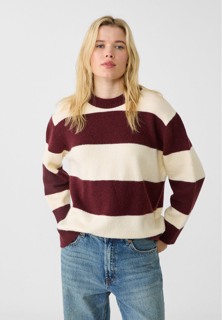Stradivarius Pulover Din Tricot Soft Grena L
