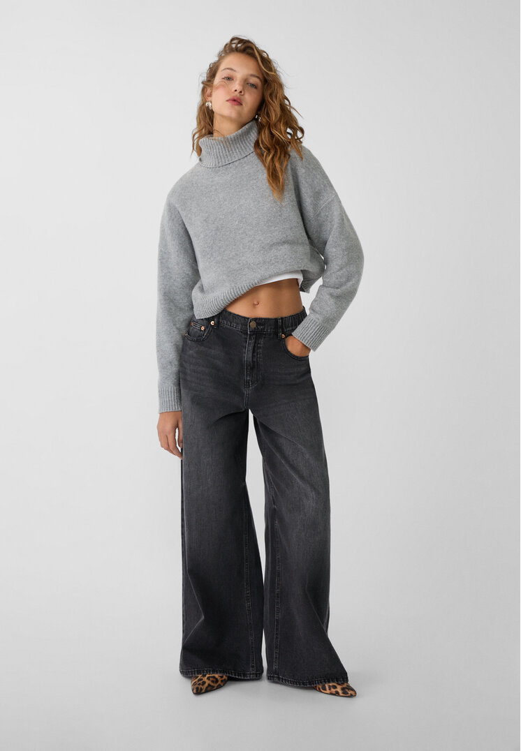 Stradivarius Pulover Din Tricot Soft Gris Amestec L