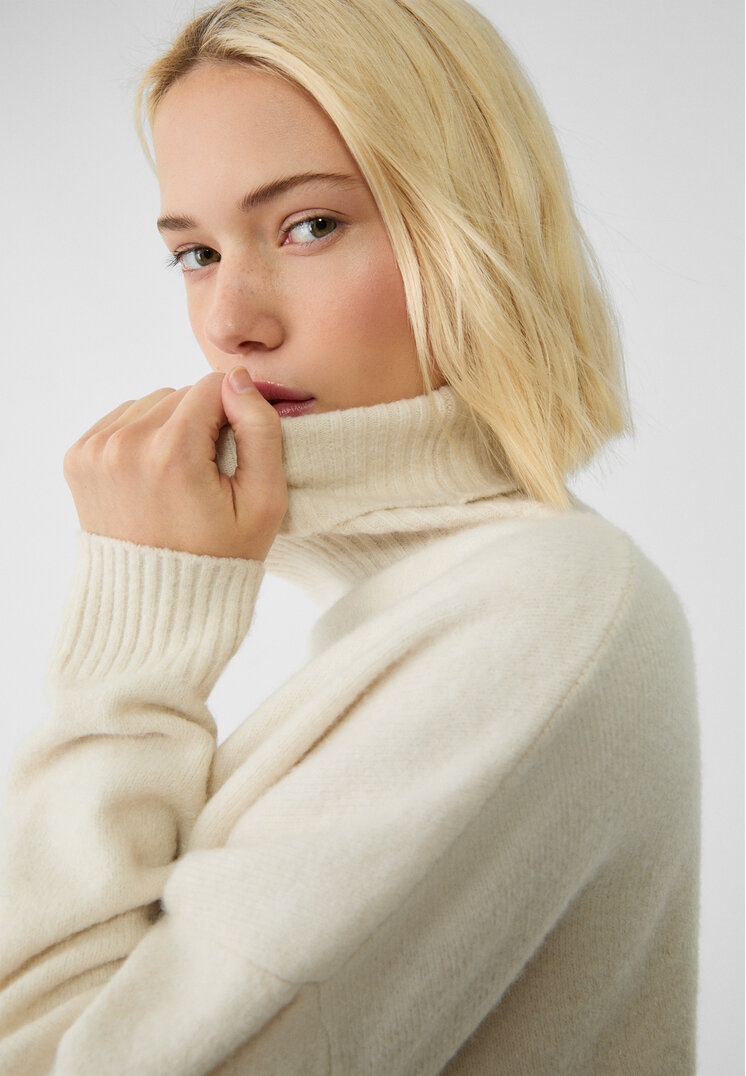 Stradivarius Pulover Din Tricot Soft Piatră L