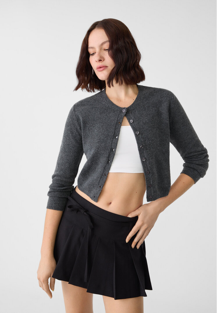 

Stradivarius Weiche Strickjacke mit Knöpfen Graumeliert XS