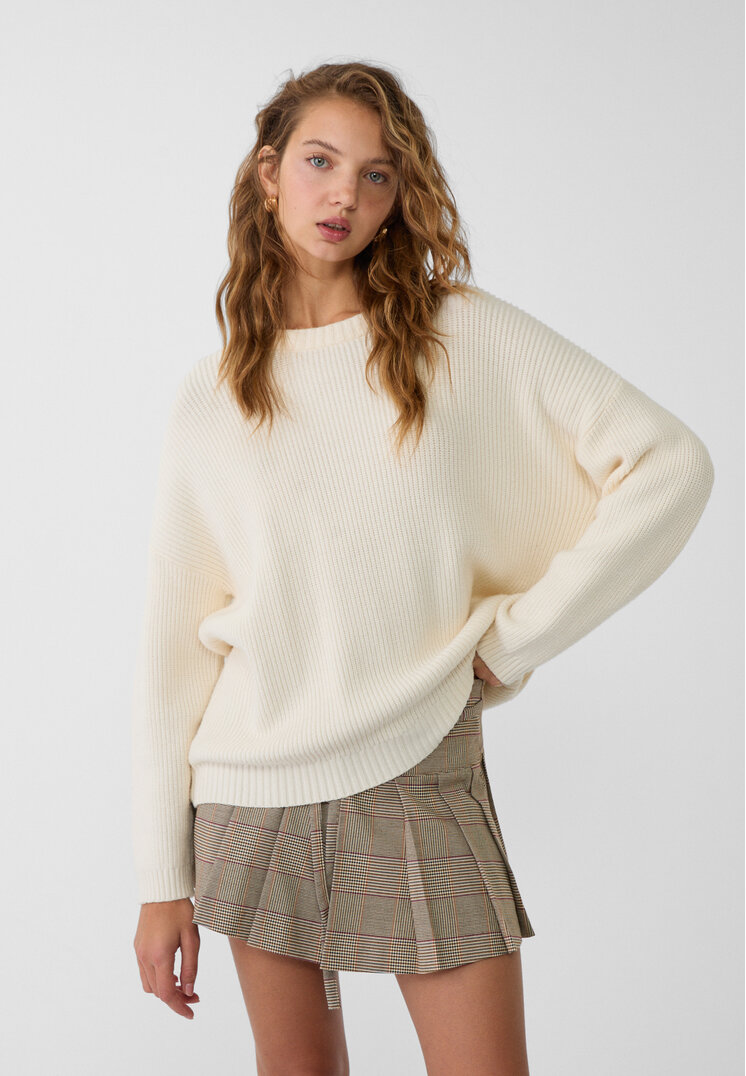 Stradivarius Pulover Tricot Vanilie S