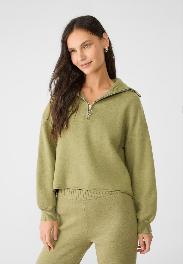 Stradivarius Pulover Din Tricot Cu Fermoar Xs