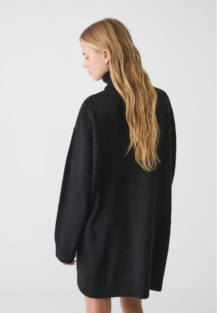 Stradivarius Felted knit turtleneck dress  Black XS