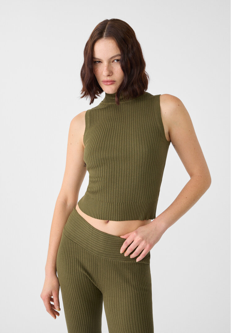 Stradivarius Top Din Tricot Fără Mâneci L