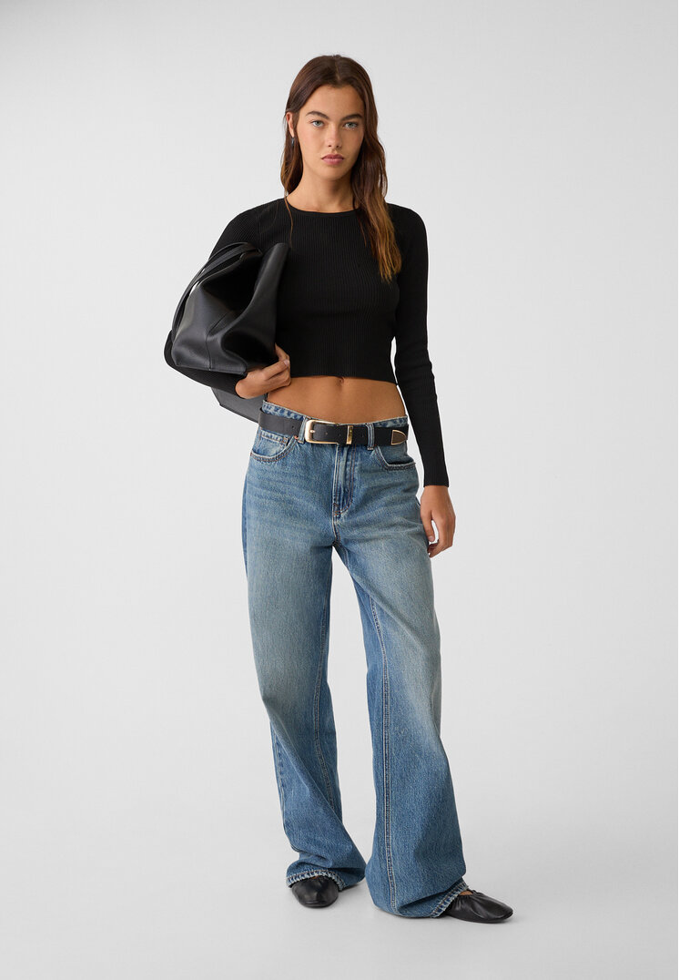 Stradivarius Open back knit sweater  Black L