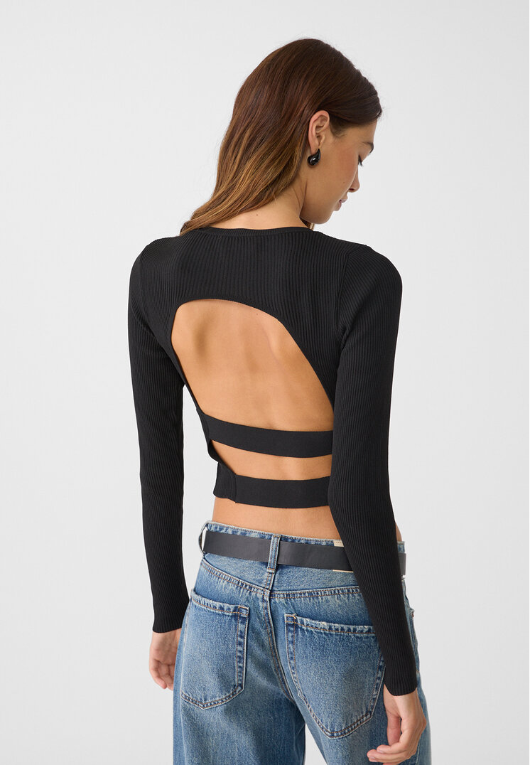 Stradivarius Open back knit sweater  Black L