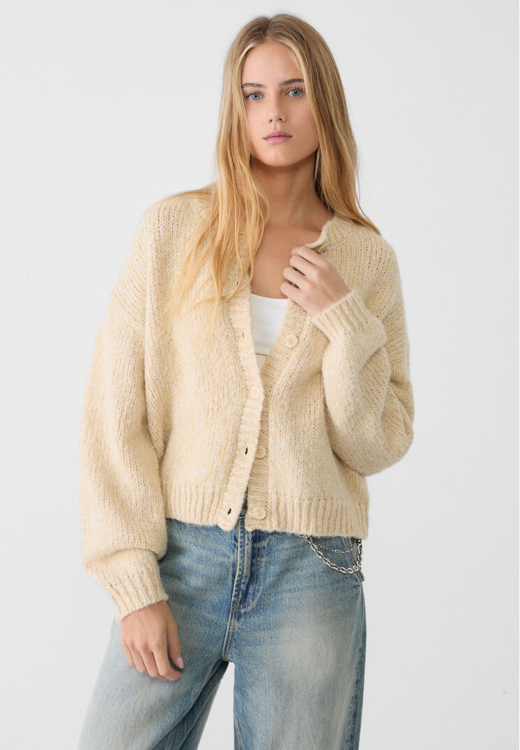 Stradivarius Jachetă Din Tricot Cu Amestec Piatră Xl