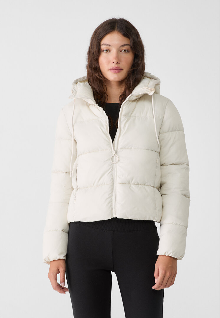 

Stradivarius Steppjacke mit Kapuze Ecru XL